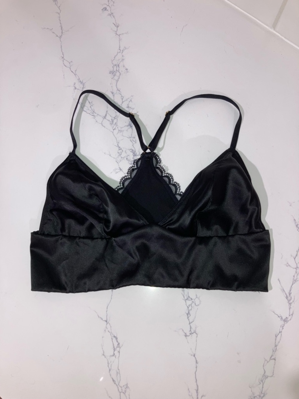 Victoria's Secret Black Satin Racerback Bralette - size S